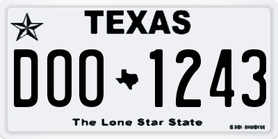TX license plate DOO1243