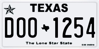 TX license plate DOO1254