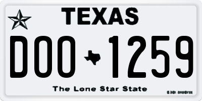 TX license plate DOO1259
