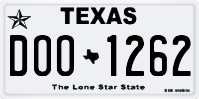 TX license plate DOO1262