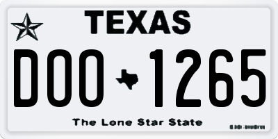 TX license plate DOO1265