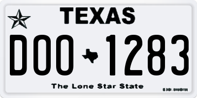 TX license plate DOO1283