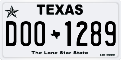 TX license plate DOO1289