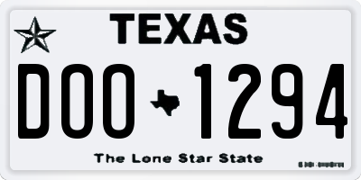 TX license plate DOO1294