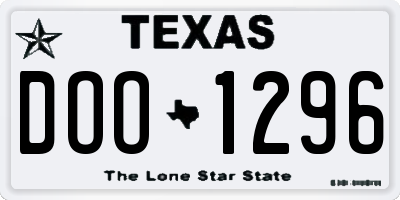 TX license plate DOO1296