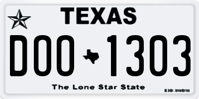 TX license plate DOO1303