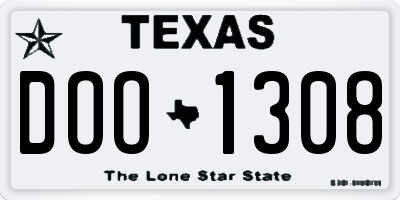 TX license plate DOO1308