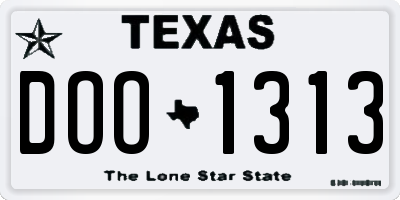 TX license plate DOO1313