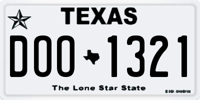 TX license plate DOO1321