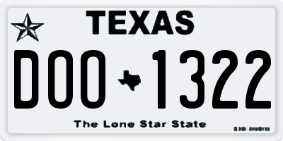 TX license plate DOO1322