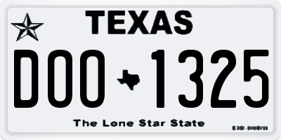 TX license plate DOO1325