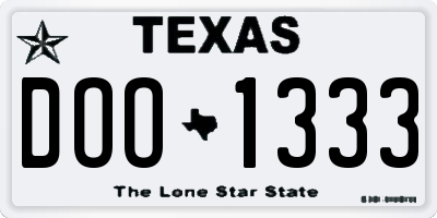 TX license plate DOO1333