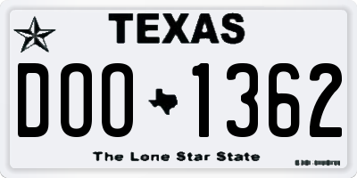TX license plate DOO1362