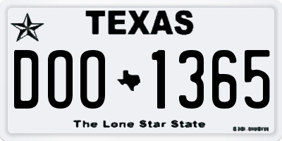 TX license plate DOO1365