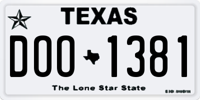 TX license plate DOO1381