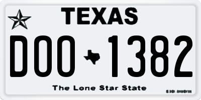 TX license plate DOO1382