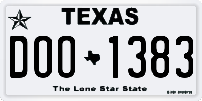 TX license plate DOO1383