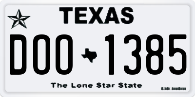 TX license plate DOO1385