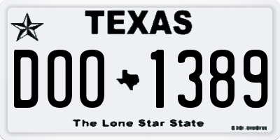 TX license plate DOO1389