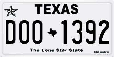 TX license plate DOO1392