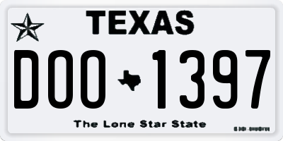 TX license plate DOO1397
