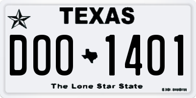 TX license plate DOO1401