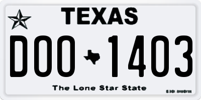 TX license plate DOO1403