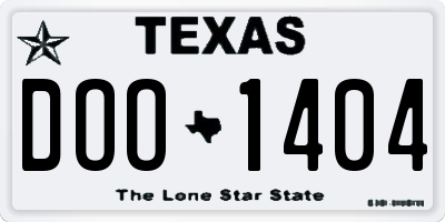 TX license plate DOO1404