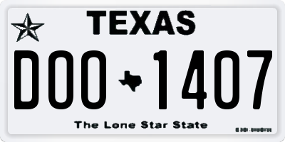 TX license plate DOO1407