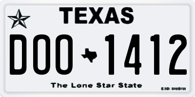 TX license plate DOO1412