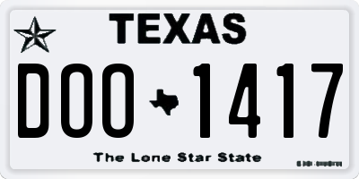 TX license plate DOO1417