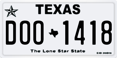 TX license plate DOO1418