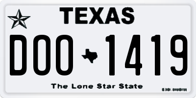 TX license plate DOO1419