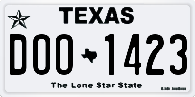 TX license plate DOO1423