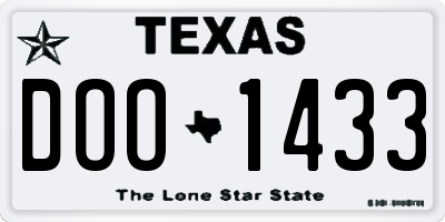 TX license plate DOO1433
