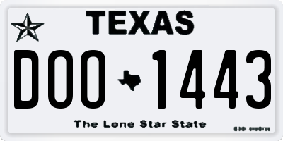 TX license plate DOO1443