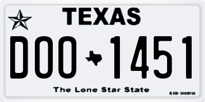 TX license plate DOO1451