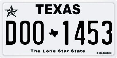 TX license plate DOO1453