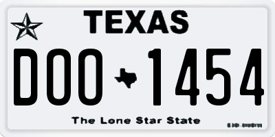TX license plate DOO1454