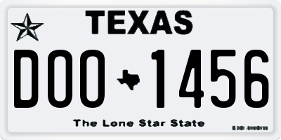 TX license plate DOO1456