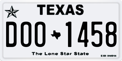 TX license plate DOO1458