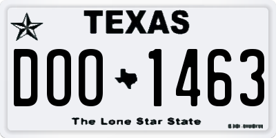 TX license plate DOO1463