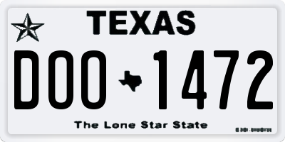 TX license plate DOO1472