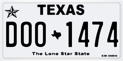 TX license plate DOO1474