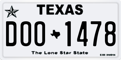 TX license plate DOO1478