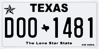 TX license plate DOO1481
