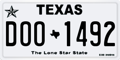 TX license plate DOO1492