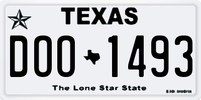 TX license plate DOO1493