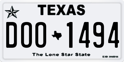 TX license plate DOO1494