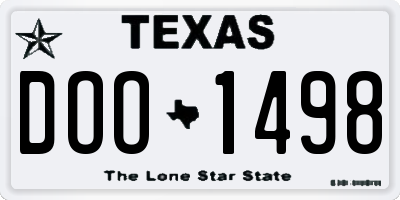 TX license plate DOO1498